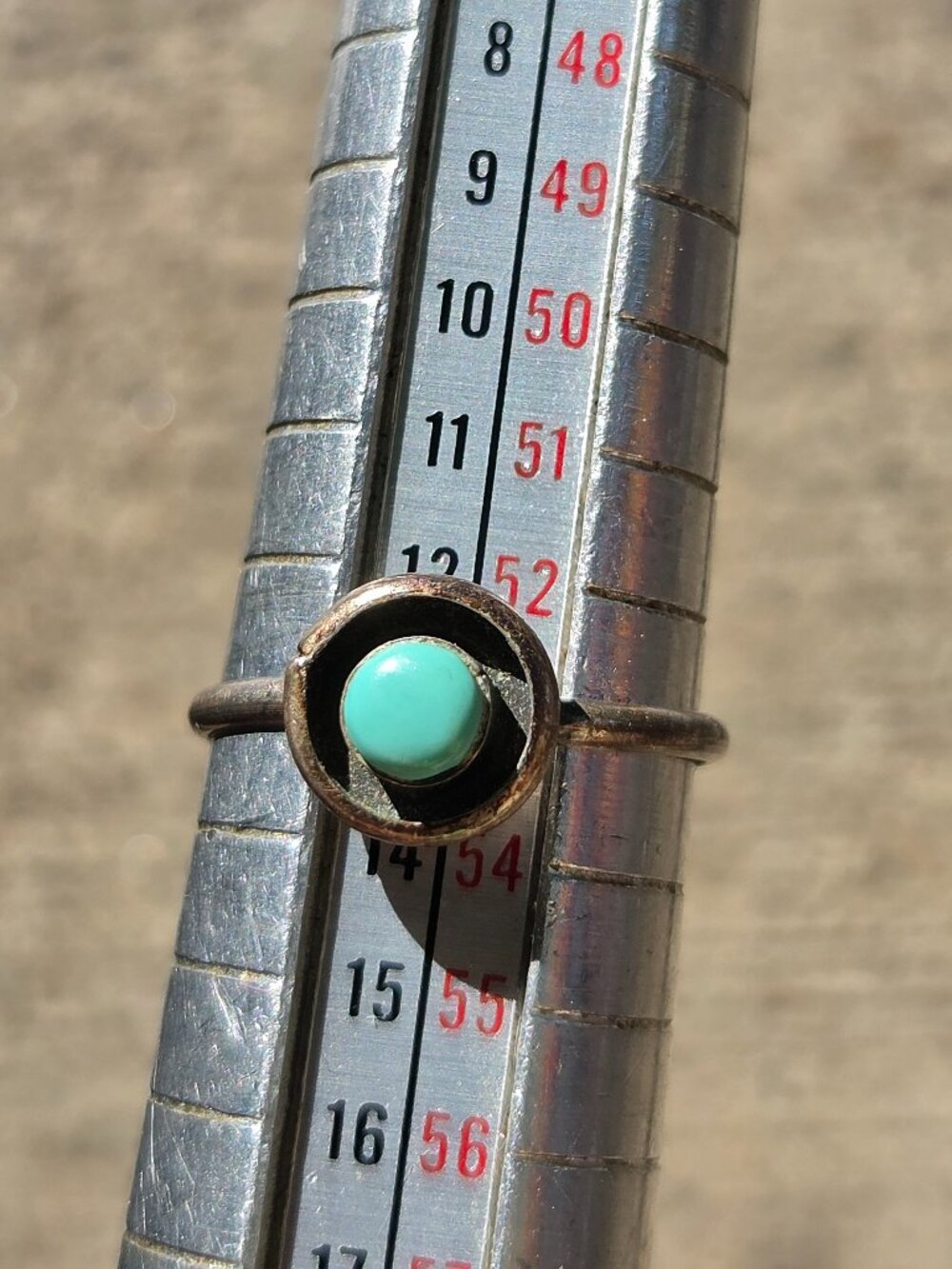 Old Pawn Sterling Silver Sleeping Beauty Turquoise Shadow Box Ring Sz 6.25